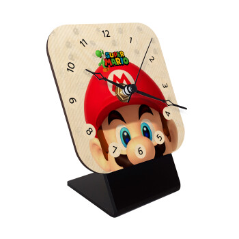 Super mario, Επιτραπέζιο ρολόι σε φυσικό ξύλο (10cm)