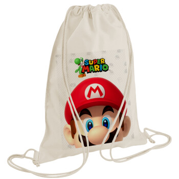 Super mario, Backpack bag GYMBAG natural (28x40cm)