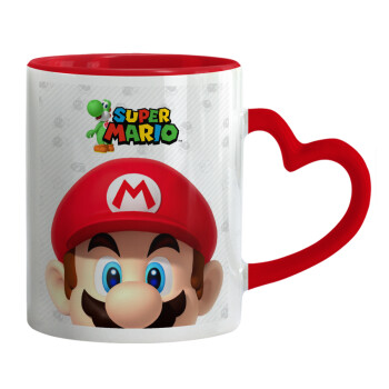 Super mario, Mug heart red handle, ceramic, 330ml