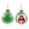 Transparent Christmas tree ball ornament with green filling 8cm