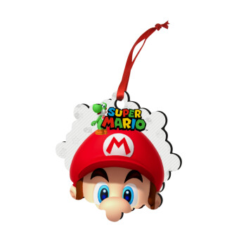 Super mario, Christmas ornament snowflake wooden 7.5cm