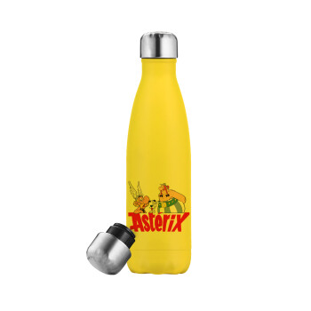 Asterix and Obelix, Yellow Stainless Steel Metallic Thermos, double-walled, 500ml