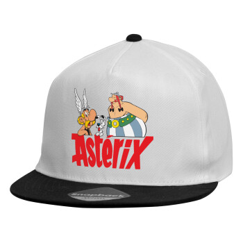 Asterix and Obelix, Child's Flat Snapback Hat, White (100% COTTON, CHILDREN'S, UNISEX, ONE SIZE)