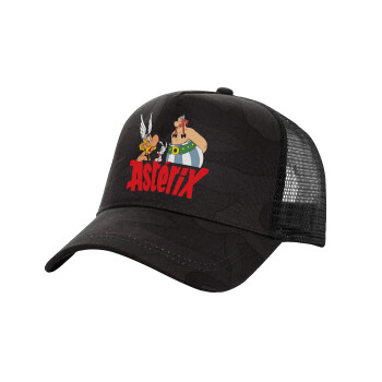 Asterix and Obelix, Adult Structured Trucker Hat, with Mesh, Dark Army (100% COTTON, ADULT, UNISEX, ONE SIZE)