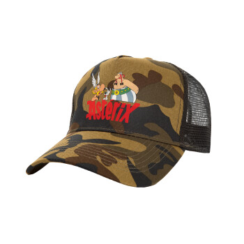 Asterix and Obelix, Adult Structured Trucker Hat, with Mesh, (Camouflage) Army (100% COTTON, ADULT, UNISEX, ONE SIZE)