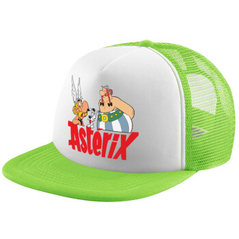 Asterix and Obelix, Adult Soft Trucker Hat with Mesh GREEN/WHITE (POLYESTER, ADULT, ONE SIZE)