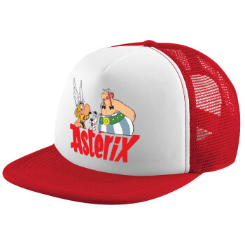 Asterix and Obelix, Adult Soft Trucker Hat with Red/White Mesh (POLYESTER, ADULT, UNISEX, ONE SIZE)