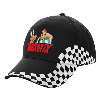 Asterix and Obelix, Adult Ultimate BLACK RACING Cap, (100% COTTON DRILL, ADULT, UNISEX, ONE SIZE)