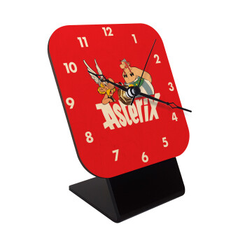 Asterix and Obelix, Quartz Table clock in natural wood (10cm)