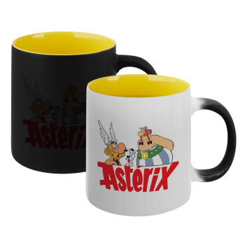 Asterix and Obelix, Κούπα Μαγική εσωτερικό κίτρινη, κεραμική 330ml που αλλάζει χρώμα με το ζεστό ρόφημα (1 τεμάχιο)