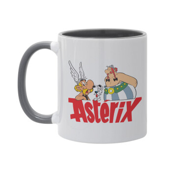 Asterix and Obelix, Κούπα χρωματιστή γκρι, κεραμική, 330ml