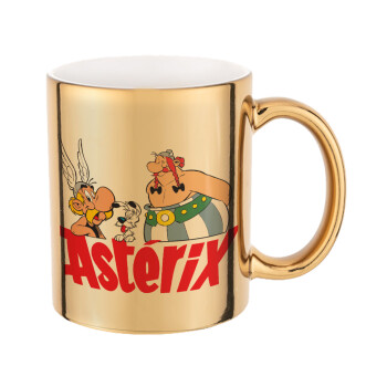 Asterix and Obelix, Mug ceramic, gold mirror, 330ml