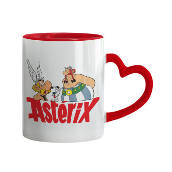 Asterix and Obelix, Mug heart red handle, ceramic, 330ml