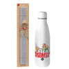 Easter Set, metallic Inox water bottle (700ml) & Easter scented flat candle (30cm) (GRAY)