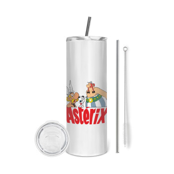 Asterix and Obelix, Tumbler ποτήρι θερμό από ανοξείδωτο ατσάλι 600ml, με μεταλλικό καλαμάκι & βούρτσα καθαρισμού