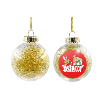 Asterix and Obelix, Transparent Christmas tree ball ornament with gold filling 8cm