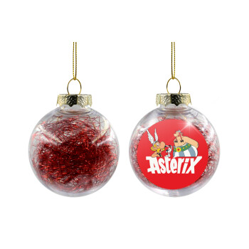 Asterix and Obelix, Transparent Christmas tree ball ornament with red filling 8cm