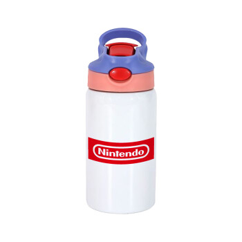 Nintendo, Παιδικό παγούρι θερμό, ανοξείδωτο, με καλαμάκι ασφαλείας, ροζ/μωβ (350ml)