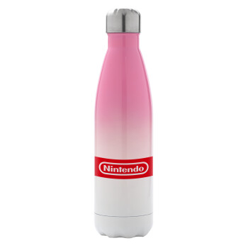 Nintendo, Μεταλλικό παγούρι θερμός Ροζ/Λευκό (Stainless steel), διπλού τοιχώματος, 500ml