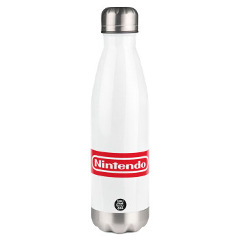 Nintendo, Μεταλλικό παγούρι θερμός Λευκό (Stainless steel), διπλού τοιχώματος, 500ml