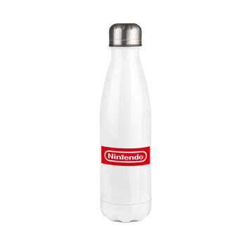Nintendo, Μεταλλικό παγούρι θερμός Λευκό (Stainless steel), διπλού τοιχώματος, 500ml