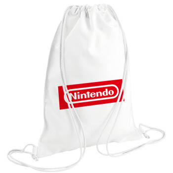 Nintendo, Τσάντα πλάτης πουγκί GYMBAG λευκή (28x40cm)