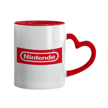 Nintendo, Mug heart red handle, ceramic, 330ml
