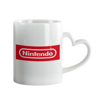 Nintendo, Κούπα καρδιά χερούλι λευκή, κεραμική, 330ml