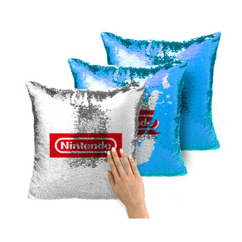 Nintendo, Μαξιλάρι καναπέ Μαγικό Μπλε με πούλιες 40x40cm περιέχεται το γέμισμα