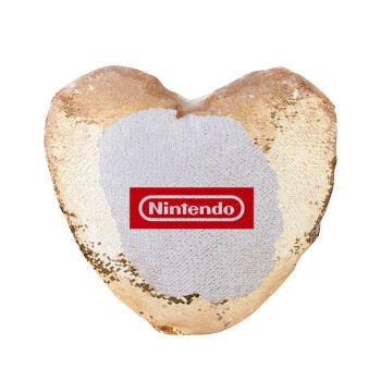 Nintendo, Μαξιλάρι καναπέ καρδιά Μαγικό Χρυσό με πούλιες 40x40cm περιέχεται το  γέμισμα