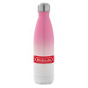 Metal mug thermos Pink/White (Stainless steel), double wall, 500ml