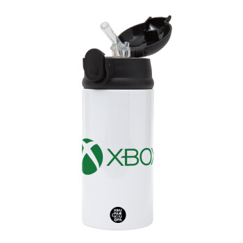 xbox, Children's hot water bottle, stainless steel, with safety straw, Black (360ml) BPA-FREE