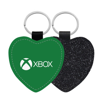 xbox, Μπρελόκ PU δερμάτινο glitter καρδιά ΜΑΥΡΟ