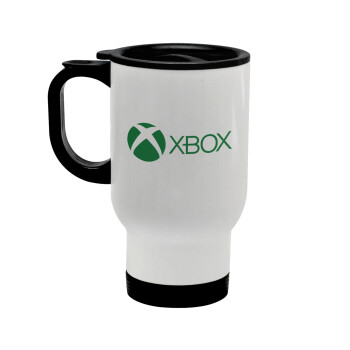 xbox, Stainless steel travel mug with lid, double wall white 450ml
