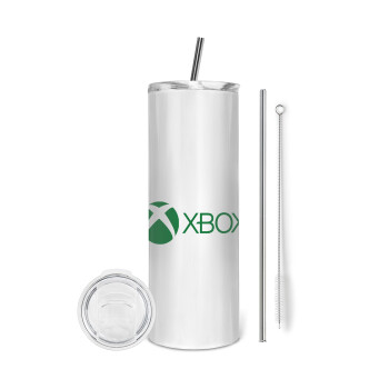 xbox, Tumbler ποτήρι θερμό από ανοξείδωτο ατσάλι 600ml, με μεταλλικό καλαμάκι & βούρτσα καθαρισμού