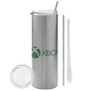 xbox, Tumbler stainless steel Silver 600ml, with metal straw & cleaning brush