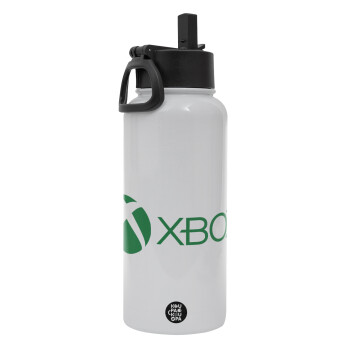 xbox, Metal mug thermo White with Straw and Spout Lid (Stainless steel), double wall, 950ml