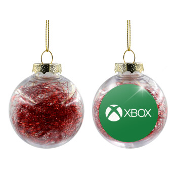 xbox, Transparent Christmas tree ball ornament with red filling 8cm