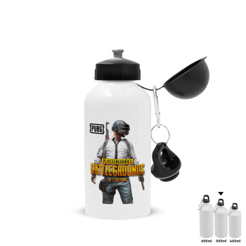 PUBG battleground royale, Metal water bottle, White, aluminum 500ml