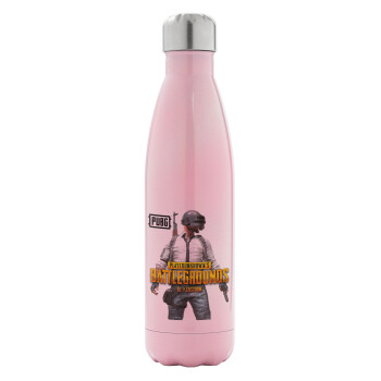 PUBG battleground royale, Metal mug thermos Pink Iridiscent (Stainless steel), double wall, 500ml
