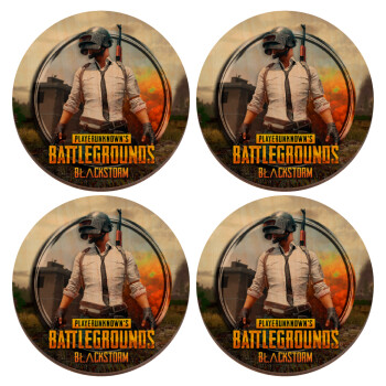 PUBG battleground royale, ΣΕΤ x4 Σουβέρ ξύλινα στρογγυλά plywood (9cm)