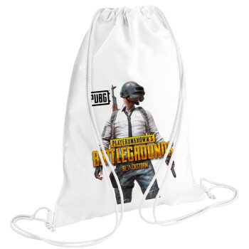 PUBG battleground royale, Backpack pouch GYMBAG white (28x40cm)