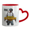 Mug heart red handle, ceramic, 330ml