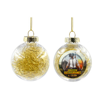 PUBG battleground royale, Transparent Christmas tree ball ornament with gold filling 8cm