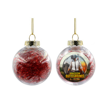 PUBG battleground royale, Transparent Christmas tree ball ornament with red filling 8cm