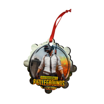 PUBG battleground royale, Χριστουγεννιάτικο στολίδι snowflake ξύλινο 7.5cm