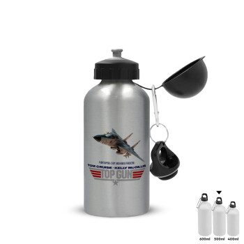 Top Gun, Metallic water jug, Silver, aluminum 500ml