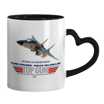 Top Gun, Mug heart black handle, ceramic, 330ml