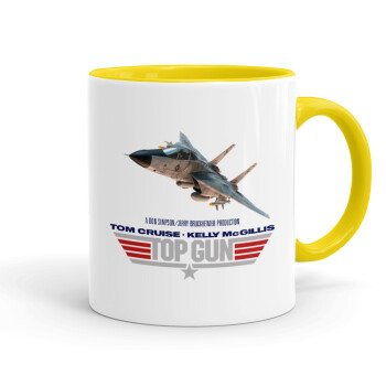 Top Gun, Κούπα χρωματιστή κίτρινη, κεραμική, 330ml