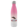 Metal mug thermos Pink/White (Stainless steel), double wall, 500ml